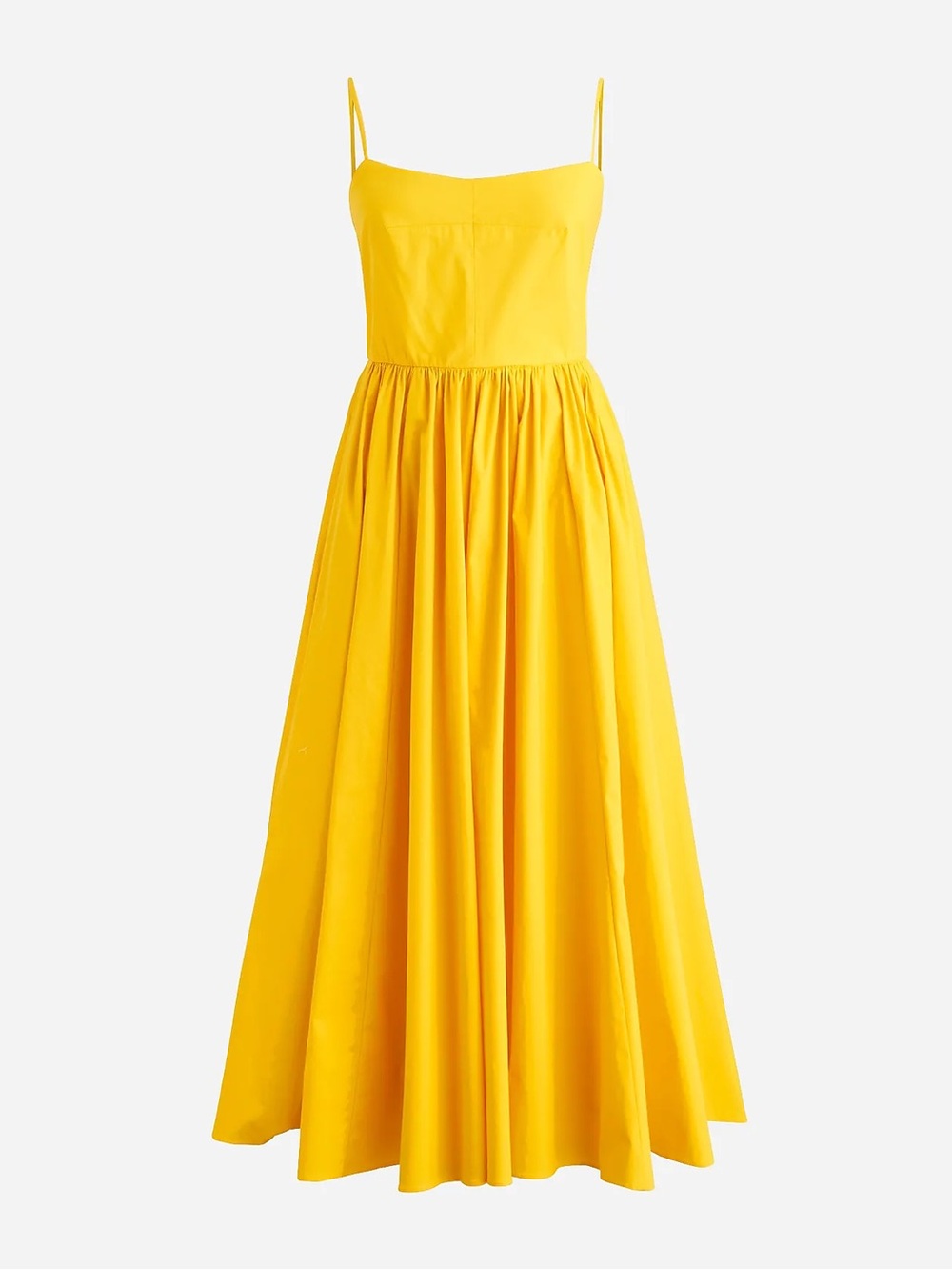 J. Crew A-line stretch cotton poplin midi dress size 6 in goldenrod yellow
